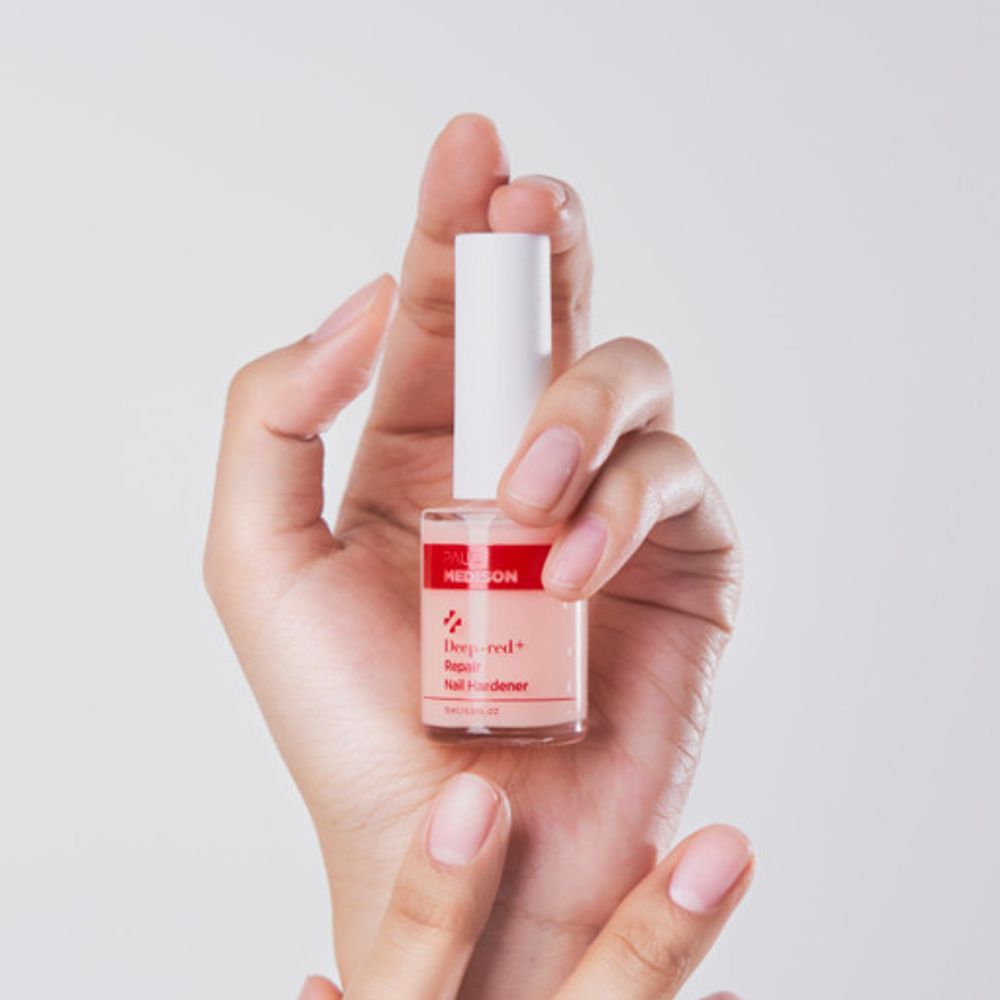 [Paul Medison] Deep-red Repair Nail Hardener _ 15ml/ 0.5Fl.oz, 1-minute Quick Dry Polish for Dry nails, Damaged Nails, Pale Pink _Made in Korea